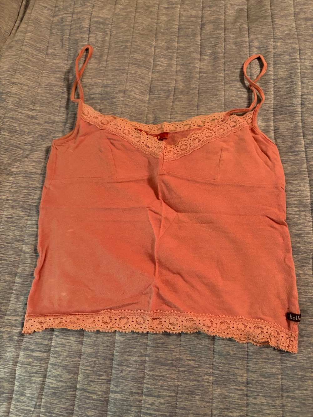 Hollister Coral Lace-Trim Spaghetti Strap Cami Top
